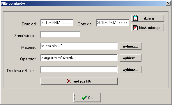 Program do archiwizacji ważeń - operacje na danych