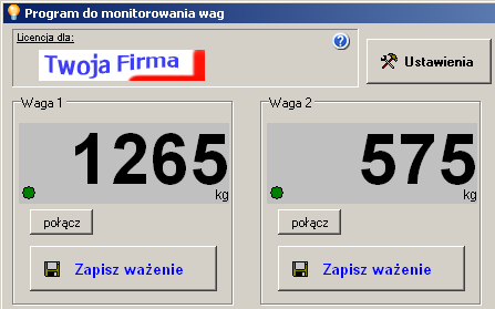 Program do monitorowania wag - ekran główny
