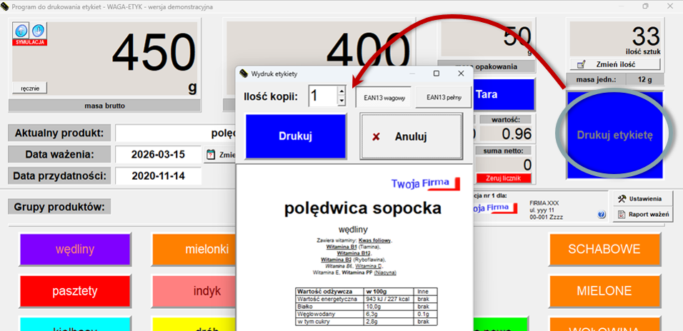 Program do ważenia i drukowania etykiet - wydruki